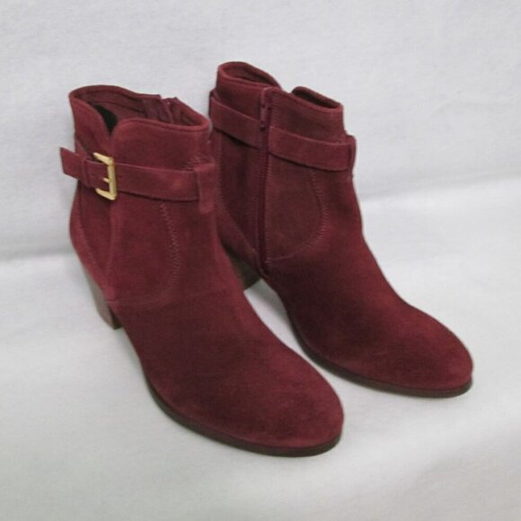 Diba Burgandy Buckle Sleek Bootie with Side Zipper and Block Heel-NWT - Picture 2 of 15